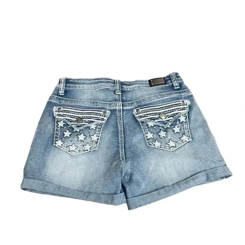 Wired Heart Western Cowgirl Shorts Stars and Stripes Embroidered Pockets size 29